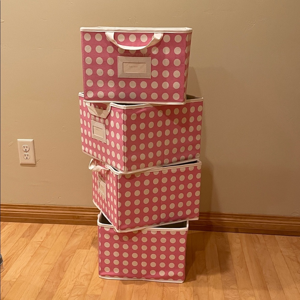 Pottery Barn Kids Pink Polka Dot Storage Bins